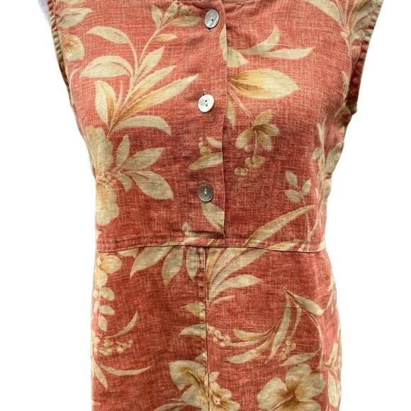 JESSICA Howard Petite Medium 100% Linen Sleeveless Maxi Dress w Button Coral - Picture 6 of 9